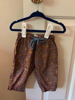 Oso & Me Bowie Pants Casual Drawstring Pants in Rust Geometric Print